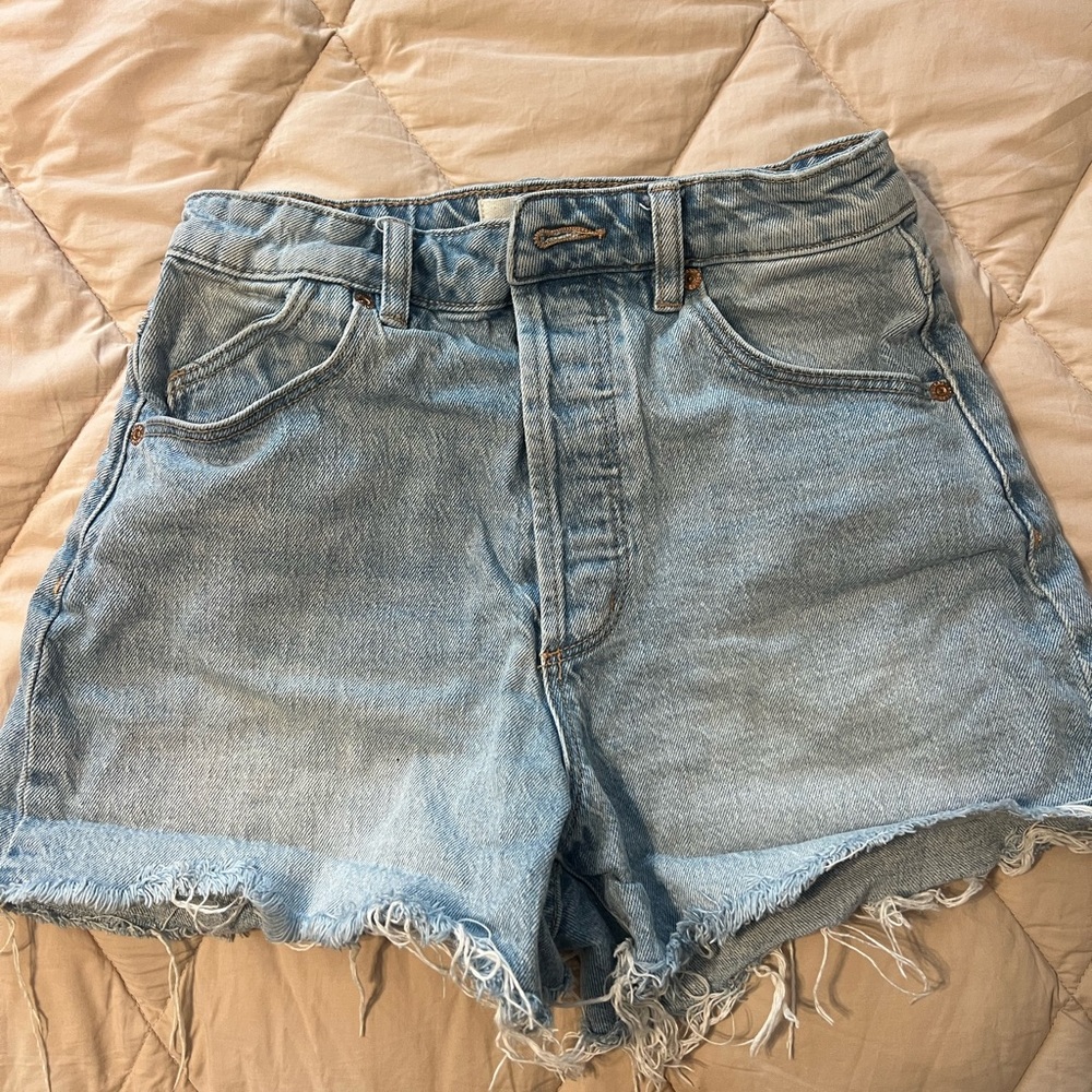 ROLLA'S Light Blue Frayed Hem Jean Shorts